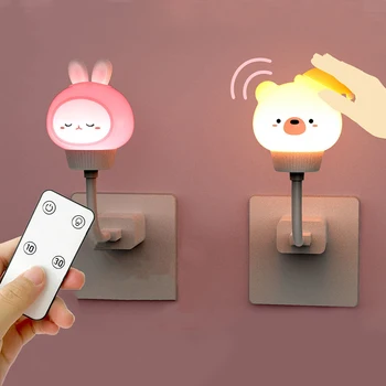 USB Mielas Animacinių filmų Naktį Lemputė su Nuotolinio Valdymo LED Chlidren Miegamojo Dekoratyviniais Miega Šviesos Naktiniai Tabe Lempos Dovanos Vaikams 0
