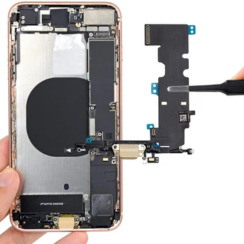 USB Įkrovimo lizdas Dokas Flex Kabelis Su Mikrofonu Ausinių Audio jungtis Surinkimo Ir LCD atsparus Vandeniui StickerFor iPhone 8