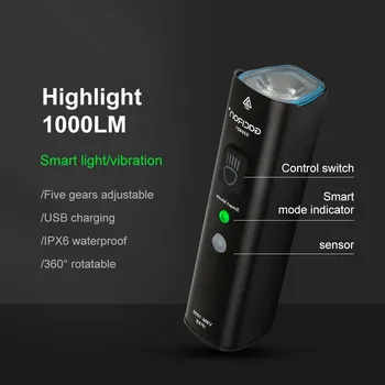 V9M Dviračio Šviesos 1000 Liumenų USB Dengiami Aliuminio MTB Dviračių Šviesos 4000mAh Baterija, Ekranas, priekinis žibintas Dviračių Priedai 5