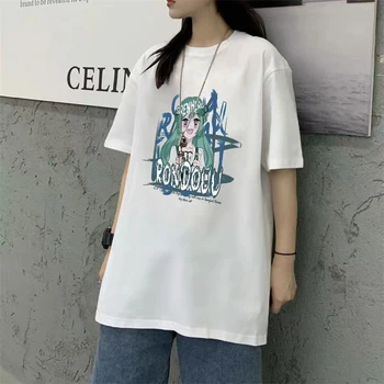 Vasarą Naujos Moterų Y2k Viršūnes dvimatis Mergina Spausdinti trumparankoviai marškinėliai Japonijos Kawaii Drabužių Streetwear Harajuku Marškinėliai