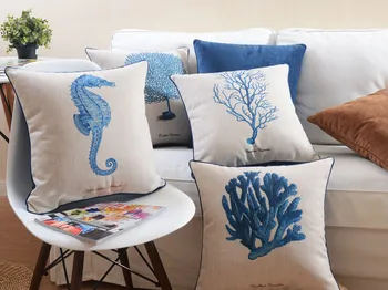 Viduržemio jūros pagalvę Amerikos Jūrų Serijos Pagalvės, pagalvėlės, namų dekoratyvinės Pagalvėlės, Patalynė užvalkalas sofos pagalvėlių 2