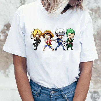 Vienas Gabalas Luffy T-Shirt Vasarą Moterys Anime Tee Marškinėliai Spausdinami Trafalgaro Teisės Hip-Hop Atsitiktinis Unisex Naujas Mados Tshirts