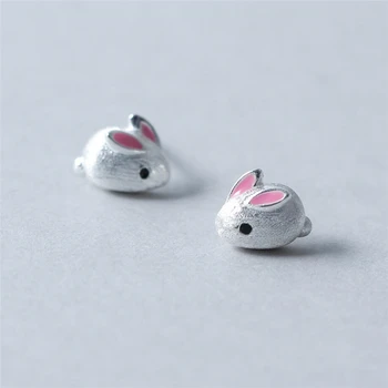 Vienintelis Atminties Mielas Saldus, Romantiškas Mini Rabbit Sidabro Spalvos Mados Moterų Stud Auskarai SEA665 2