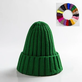 Vientisos Spalvos Dryžuotas Unisex Skrybėlę Šiltas, Minkštas Hip-Hop Megztos Kepurės Vyrų Žiemą Kepurės Moterų Skullies Beanies Girl variklio Dangčio