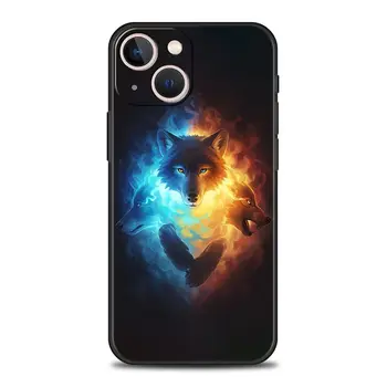 Vilkas Tigras Gyvūnų Telefono dėklas Skirtas Apple iPhone 14 13 12 11 Pro Max Mini XR XS X SE 2020 7 8 Plius Dangtelis Juodas Apvalkalas Coque Funda
