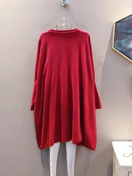 XITAO Atsitiktinis Palaidų Mezgimo Suknelė vientisa Spalva Paprastumo Vintage Megztinis V-kaklo Rudenį Visas rungtynes, Naujas Megztinis Suknelė WLD10145