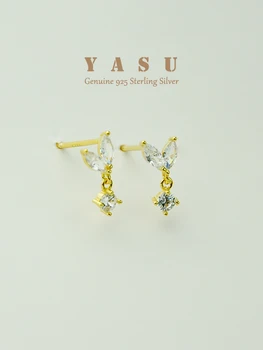 Yasu Sterlingas Sidabro 925 Mini Diamond Stud Auskarai Moterims Išskirtinį Blizgus Auskarai Elegantiškas Vestuvių Papuošalai, Aksesuarai Dovanos 0