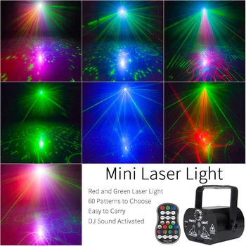 Šalis, Diskoteka Žiburiai Lazerio Šviesos Šou Mini RG Lazer Projektorius, RGB LED Žvaigždėtą Gobo Modelius 60 Rūšių USB Powered Namų Klubo DJ 5