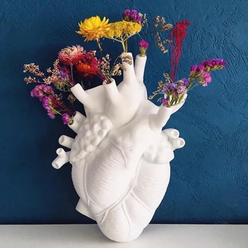 Širdies Formos Gėlių Vaza Džiovintos Gėlės Containrs Vazonas Meno Vazos Dervos Kūno Skulptūra Darbalaukio Augalų Puodą Namų Dekoro Ornamentu