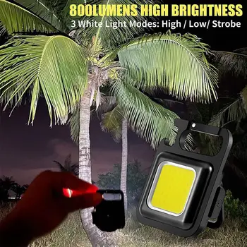 Šviesus Įkrovimo COB Keychain Žibintuvėlis LED 4 Šviesos Režimai Nešiojamas Kišenėje Šviesos su Lankstymo-Laikiklis, skirtas Pėsčiųjų ir Kempingas