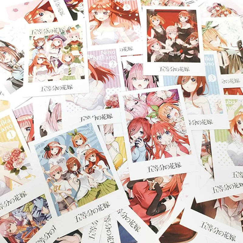 40pcs/set Miku Nakano Nino Lomo Korteles Esmingiausia Quintuplets Anime Photocard Žymą Kawaii Pranešimą Kortelės Vaikas Raštinės reikmenys