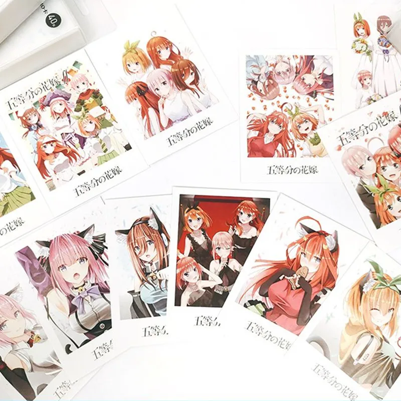 40pcs/set Miku Nakano Nino Lomo Korteles Esmingiausia Quintuplets Anime Photocard Žymą Kawaii Pranešimą Kortelės Vaikas Raštinės reikmenys 3
