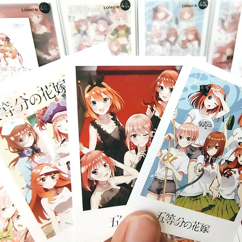 40pcs/set Miku Nakano Nino Lomo Korteles Esmingiausia Quintuplets Anime Photocard Žymą Kawaii Pranešimą Kortelės Vaikas Raštinės reikmenys 5