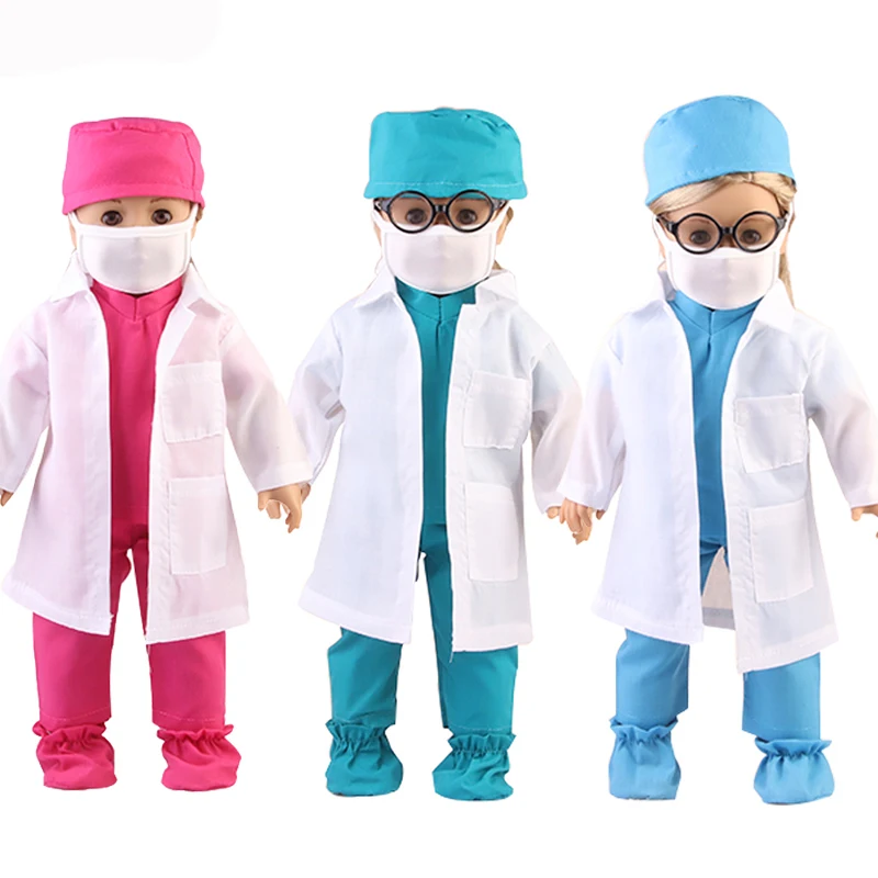Gydytojas, Slaugytoja Vienodi,Medicinos Reikmenys, 18Inch Amerikos Nenuco &43Cm ReBorn Baby Doll Mūsų Karta Mergina Žaislai, Lėlės Drabužiai 2