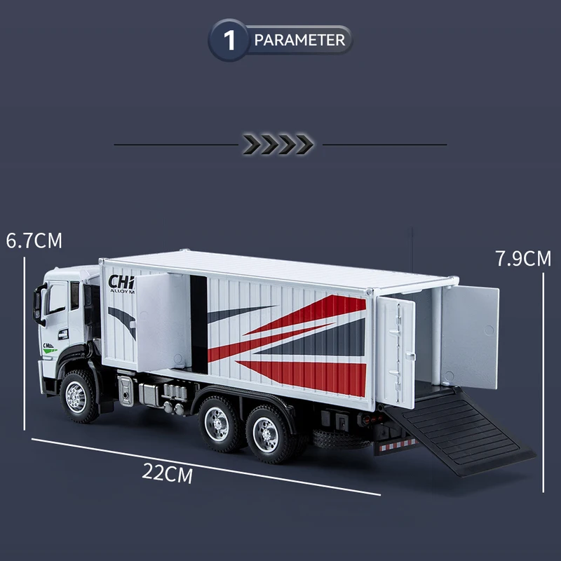 1:32 Lydinio Sunkvežimis Automobilio Modelį Container Sunkvežimis, Konteineris Inžinerijos Transporto priemonę Vaikų Garso ir Šviesos Žaislas Automobilis Dovana 1