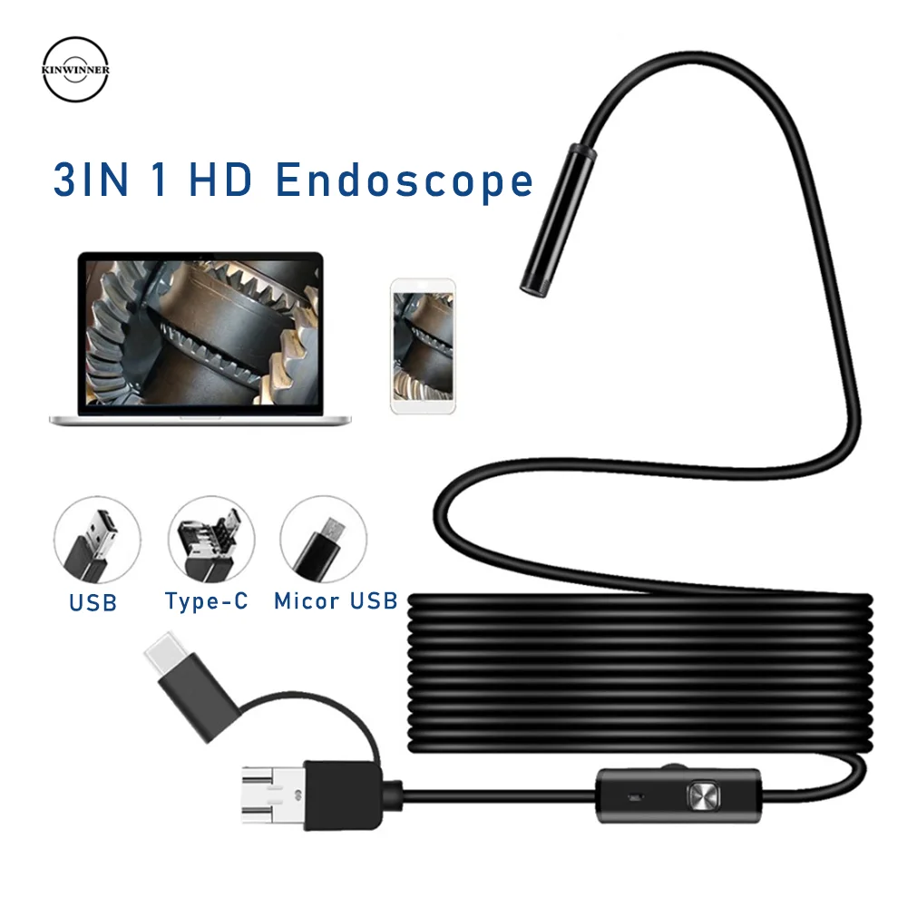 Mini HD 3.9 mm Minkšta Ir kieta Endoskopą Kamera, Kompiuteris, USB, Android C Tipo Endoskopą Kamera, 5.5,7 ,8 mm Skersmens Vandeniui 5M 10M