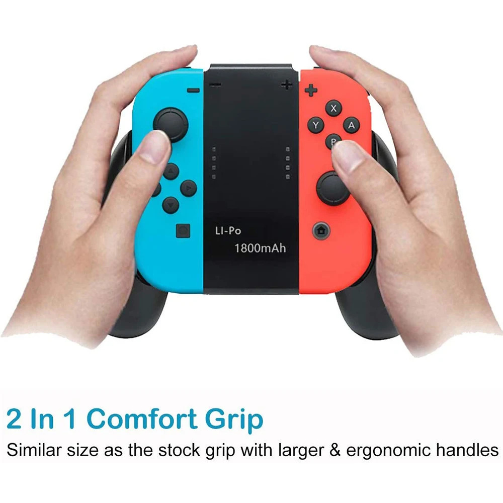 2-in-1 Comfort Grip Džiaugsmo Con Įkrovimo Sukibimą su Baterija 1800mAh Nintendo Jungiklis Džiaugsmas-Con Valdytojas Joycon Įkroviklį su laidu