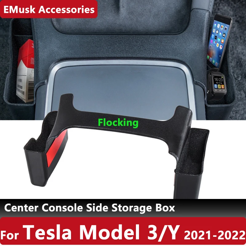 Konsolė Pusėje Laikymo Dėžutė Tesla Modelis 3 Modelis Y 2021 2022 Priedai Centrinio Valdymo Juoda, Flocking Siamo Atveju 1