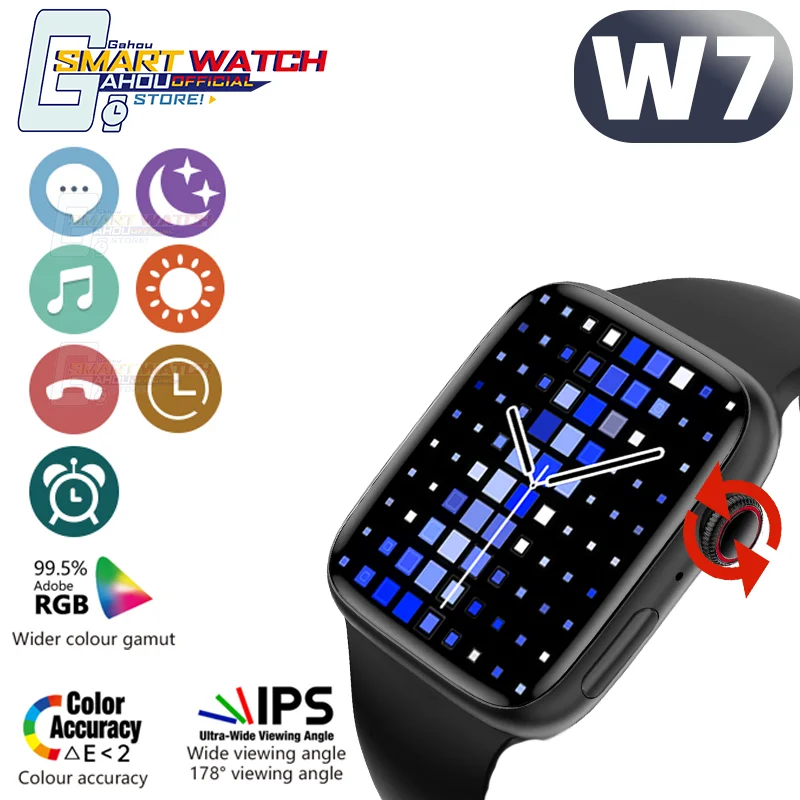 2022 Smart Žiūrėti W7 Originalus 45mm IWO Serie 7 Full HD Touch Screen smartwatch moterų 