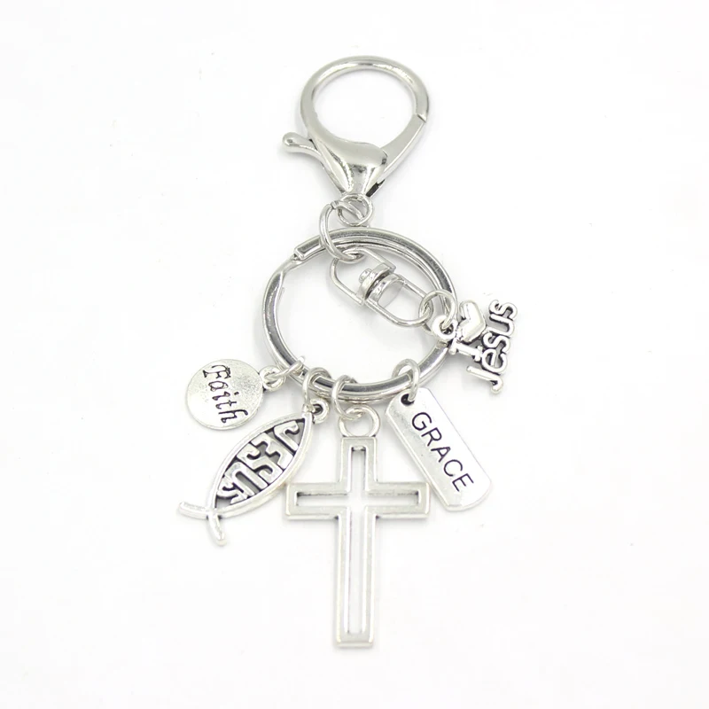 Naujas Atvykimo Jėzus Key Chain Malonės Kryžiaus Tikėjimo Keychain Raktų Žiedas Turėtojas Maišelį Pakabukas Aksesuaras Papuošalai Kalėdų Dovanas Moterims Vyrai 0