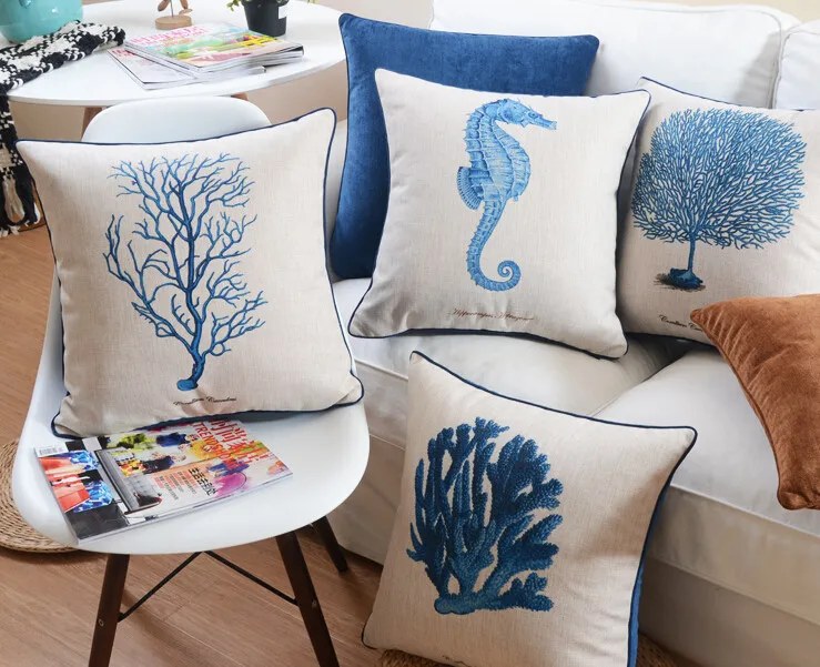 Viduržemio jūros pagalvę Amerikos Jūrų Serijos Pagalvės, pagalvėlės, namų dekoratyvinės Pagalvėlės, Patalynė užvalkalas sofos pagalvėlių 0