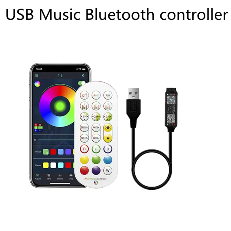 LED USB Spindulių Nuotolinio Muzika 