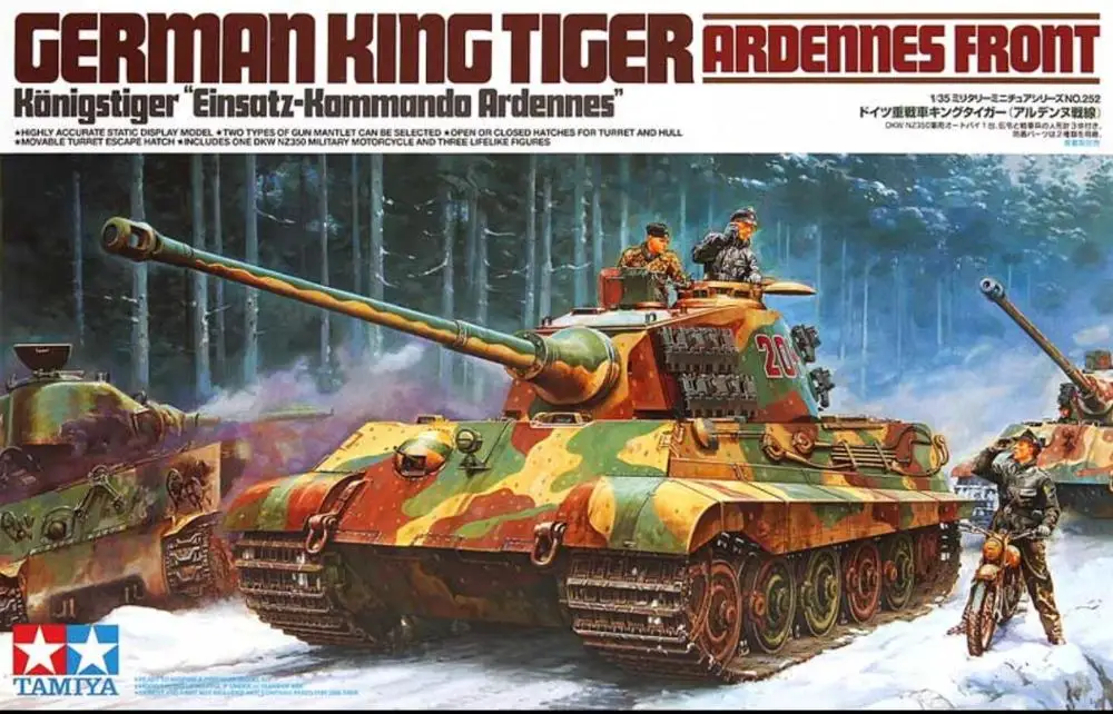 Tamiya 35252 1/35 Modelio Baką vokietijos King Tiger II Königstiger Ardėnų Priekiniai 0