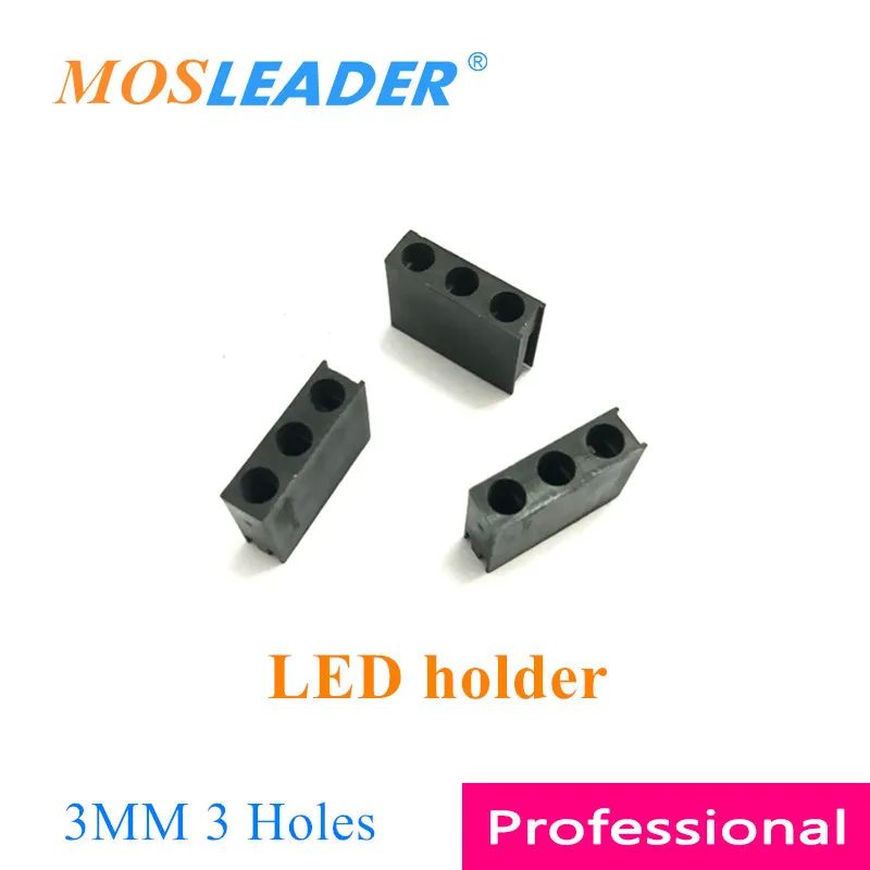 Mosleader 1000PCS 3mm LED laikiklis Juodas plastikinis laikiklis 3 skylių F3 Tri-hole Be led Kvadratinių Stulpas Lempos laikiklis Tris skyles