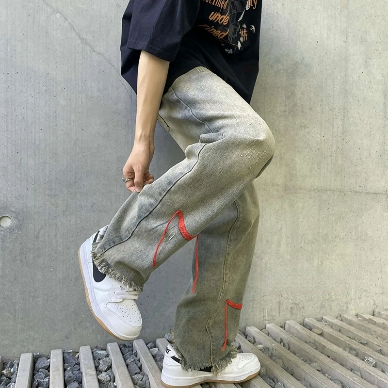 Džinsai Vyrams Streetwear Dizainas Gražus Kietas Amerikos Hip-Hop Džinsinio Audinio Plauti Dizaineris Asmens Kankina Kelnės Europos Stilingas Prašmatnus 5