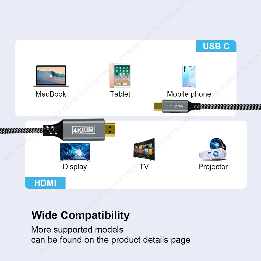 USB C Thunderbolt4 HDMI-Suderinamą Kabelį, Tipas C) - HDMI-Suderinamas su 