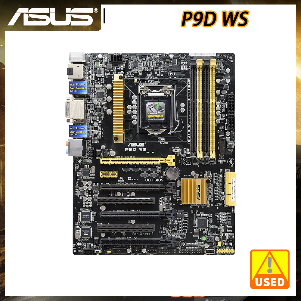 ASUS P9D WS Plokštė 1150 motininės Plokštės Rinkinys Intel C226 DDR3 4 X PCI-E 3.0 X16 32GB DVI HDMI, 6 X SATA III Palaikymo Core i3i 5 i7 Cpu
