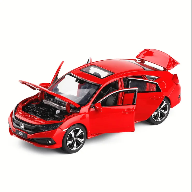 Modeliavimo 1: 32 Honda Civic atvirų durų lydinio vaikų žaislas automobilio modelį ornamentas, gimtadienis, Kalėdos, Nauji Metai dovana raudonas automobilis