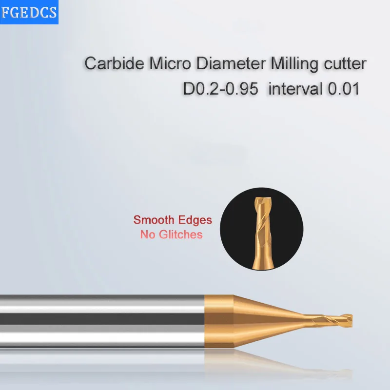 Micro Karbido Pabaiga Malūnas CNC Volframo Plieno Malimo Cutter mažo Skersmens 0.2 0.3 0,42 eur 0.53 0.64 0.72 0.85 0.81 0,9 mm Mini 2 Fleita