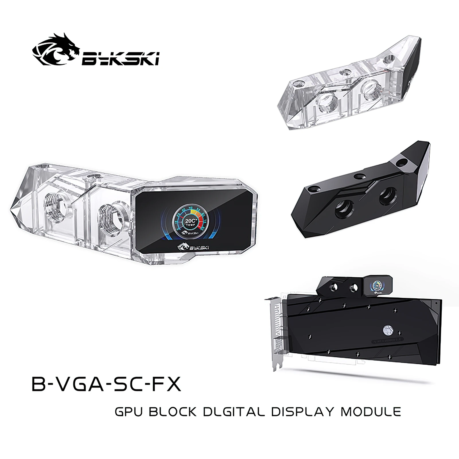 Bykski B-VGA-SC-FX GPU Blokuoti Jungiamasis Modulis su Skaitmeninės OLED Ekranas