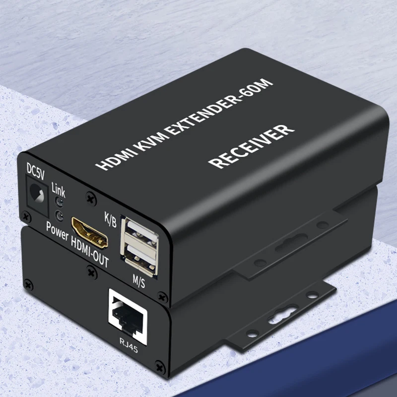 HDMI KVM Extender 60M per Cat5/6 Ethernet Kabelis HD 1080P HDMI USB KVM Extender Garso ir Vaizdo Sinchronizavimo Perduoti Paramą Klaviatūros, Pelės 0