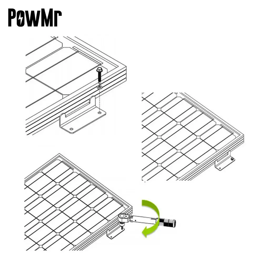 PowMr Aliuminio korozijos-nemokamai statybos Saulės Montavimas Z Skliausteliuose Plokštės Montavimas RV Valtis Išjungti Tinklo Stogo 4 vnt Rinkinys