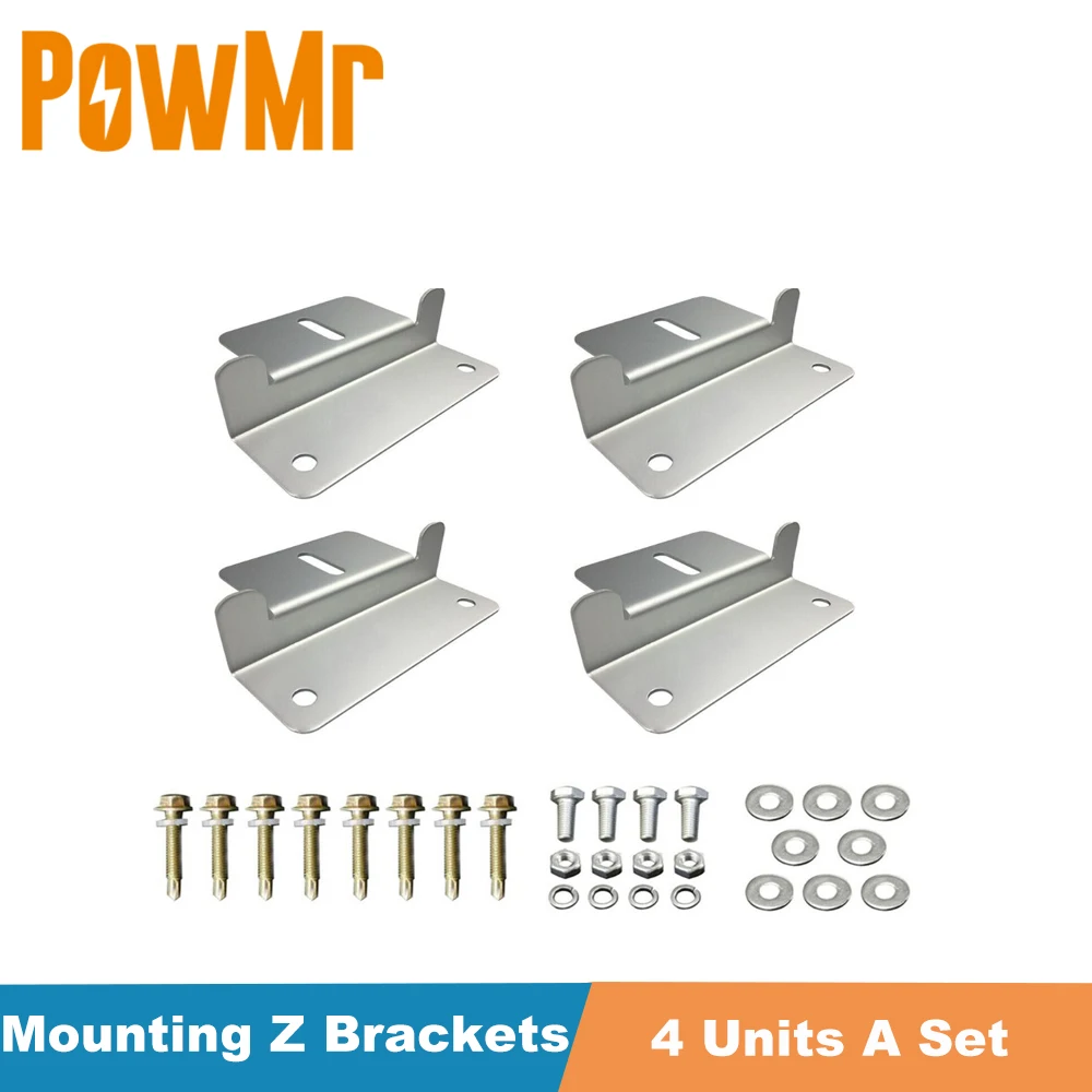 PowMr Aliuminio korozijos-nemokamai statybos Saulės Montavimas Z Skliausteliuose Plokštės Montavimas RV Valtis Išjungti Tinklo Stogo 4 vnt Rinkinys 2
