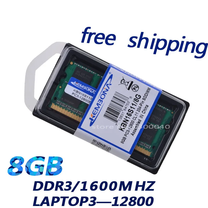 KEMBONA 1 600mhz DDR3 8GB 1,5 V 204-Pin visiškai Naujos, Sandarios SODIMM Atminties Ram Memoria Laptop Notebook Gyvenime nemokamas pristatymas 1