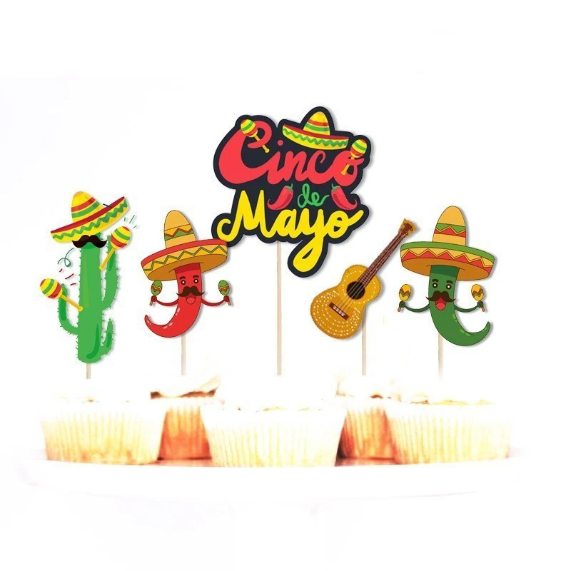 1Set Meksikos Fiesta Šalies Alpaka Kaktusas Skrybėlę Donkey Cupcake Topper Baby Shower Pyragas Apdaila Vasaros Vestuvių, Gimtadienio Prekes 4