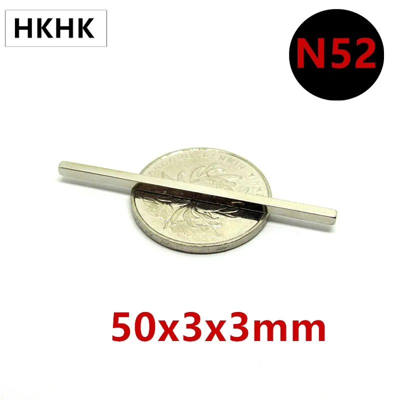 20PCS N52 Neodimio magnetas 50x3x3 mm stipri mm Retųjų žemių nuolatinis magnetas 50x3x3 NdFeB magnetas 50mm x 3mm x 3mm 5