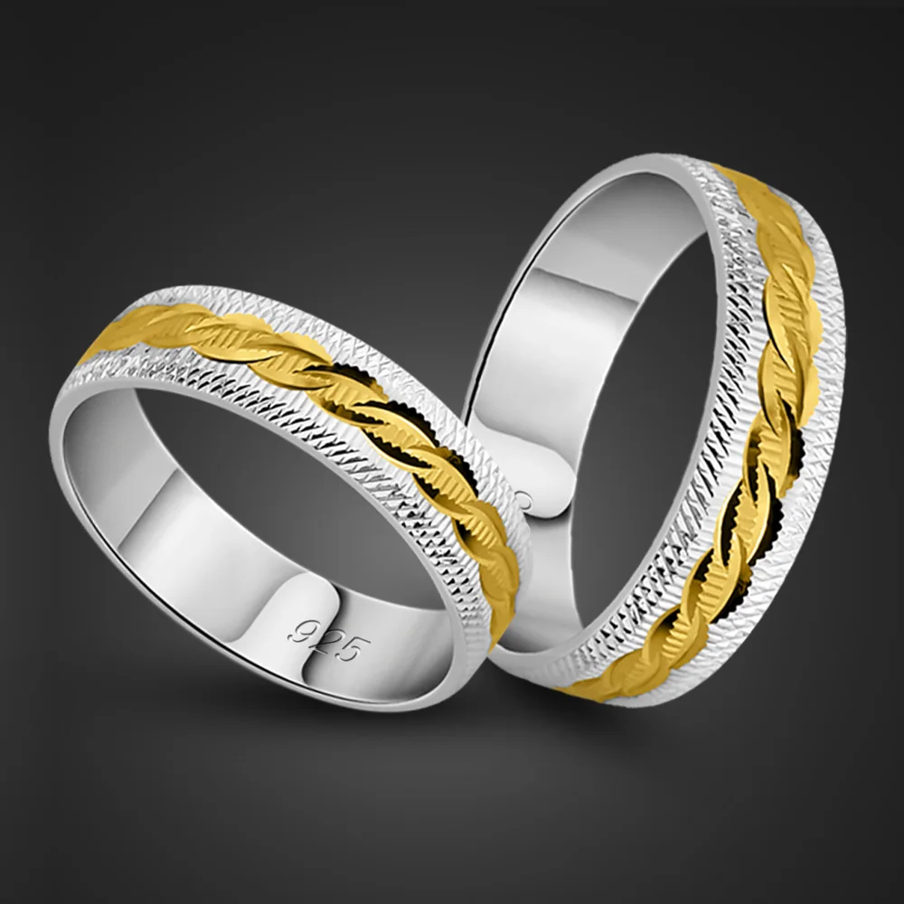 Mados 925 Sterlingas Sidabro Žiedas Vyrų ir Moterų Žavesio Kietas Sidabro Žiedas bijoux Senovinių Vestuvių Papuošalai Dovana 2