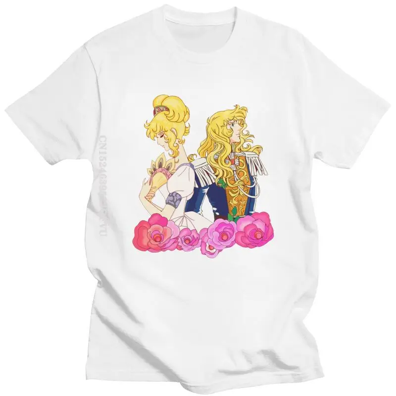 Vyrai Lady Oscar Mergaitė Ir Berniukas Androgyne T Shirt Grafikos Medvilnės Rose Versalio Marškinėlius Classic Tee Shirt Grafikos Tees 3