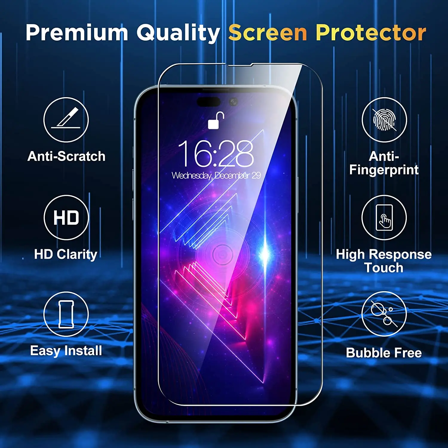 4PCS Grūdintas Stiklas iPhone 14 13 12 11 Pro Max Screen Protector, iPhone 13 12 mini 7 8 6S Plus X XR Xs Max 14 Plus Stiklo