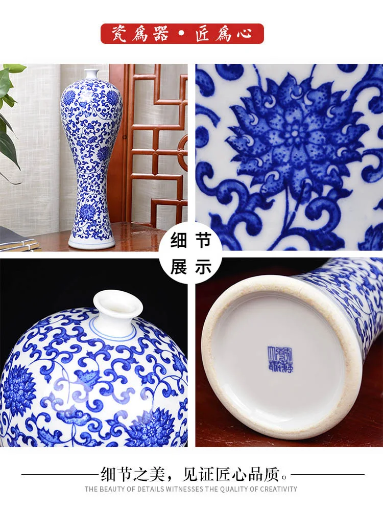 Jingdezhen keramika, antikvariniai mėlyna ir balta porcelianinė vaza gėlių kompozicijų mažas prietaisas grožio vazos, namų kambarį decoratio