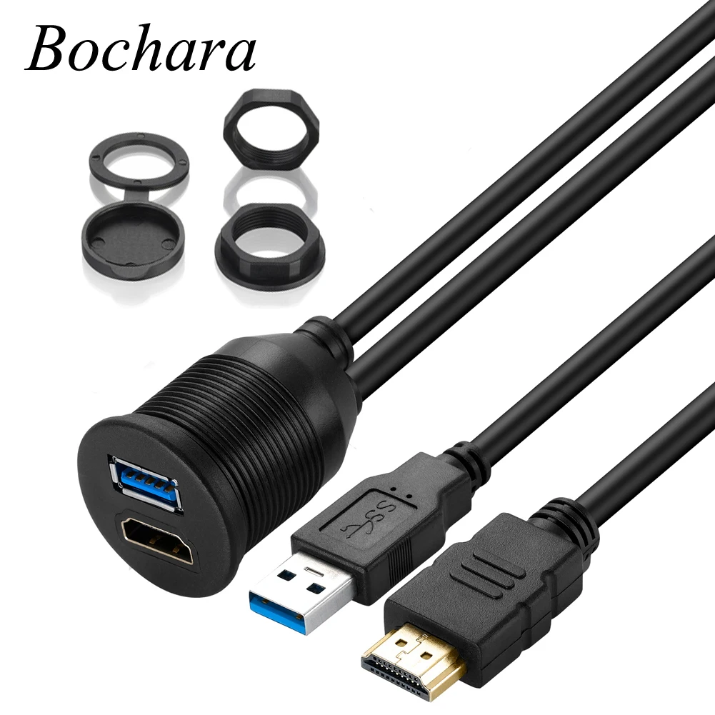 Bochara USB 2.0 USB 3.0+HDMI Suderinamus ilgiklis Vyrų ir Moterų USB Flush Mount Skydelis prietaisų Skydelio Laidas Automobilį, Motociklą 0