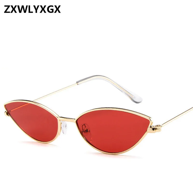 ZXWLYXGX naujas mados akiniai nuo saulės Moterims, metalo retro spalvinga skaidrūs maži spalvinga Cat Eye Akiniai nuo saulės UV400