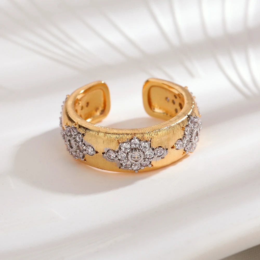 Europos ir Amerikos teismas retro italijos Buccella apyrankę šilko amatų dviejų spalvų auksu ponios žiedo su deimantu, graviravimas 1