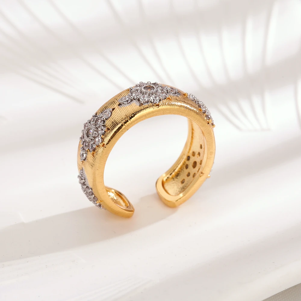 Europos ir Amerikos teismas retro italijos Buccella apyrankę šilko amatų dviejų spalvų auksu ponios žiedo su deimantu, graviravimas 5