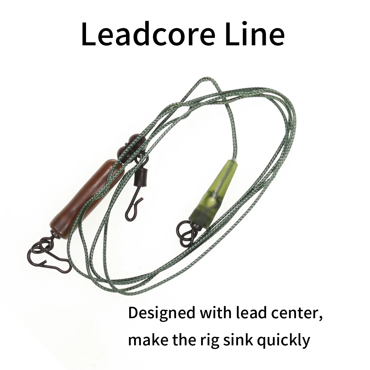 3pcs/set Karpių Žvejyba Linijos Pasiruošę Susieta Leadcore Linija Rudos spalvos Tinklelio Linija Karpių Chod Rig Sraigtasparnio Platformą su Greitai Pakeisti Pasukami 4