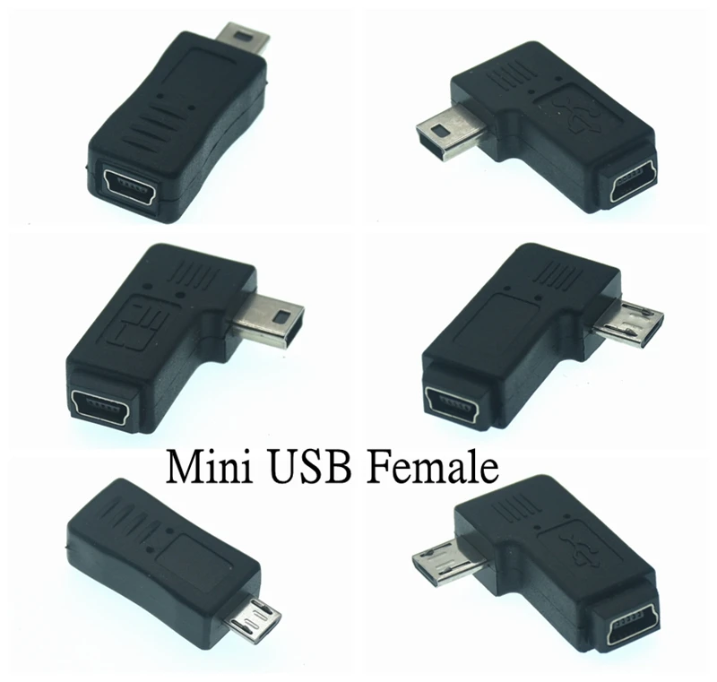 Kairėn, Dešinėn 90 Laipsnių Kampu Micro USB Vyras Moteris į Mini USB Female Adapteris Jungties Adapteris Keitiklis Mobiliųjų Telefonų, MP3